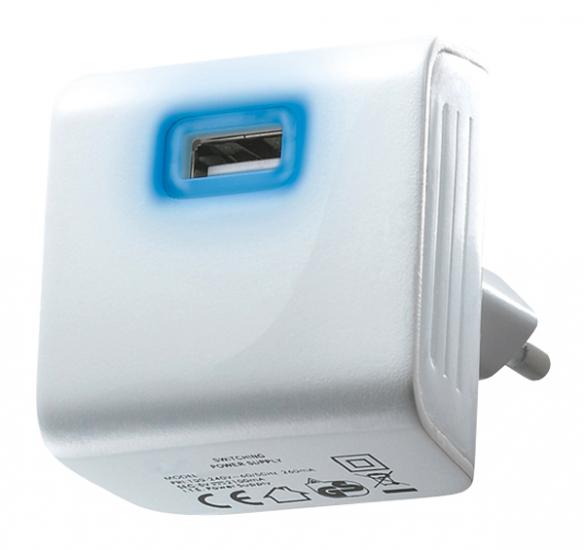 Adaptér USB 5V/2100mA bílý DC08